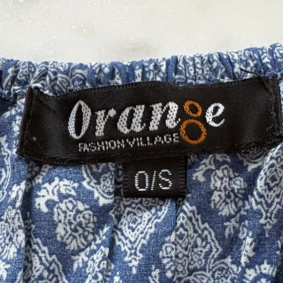 Blue Patterned Off-Shoulder Top - Picture 2 of 4